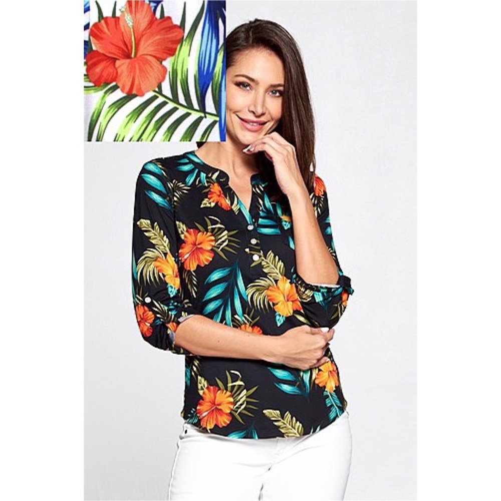 DNA COUTURE Hawaiian style print blouse